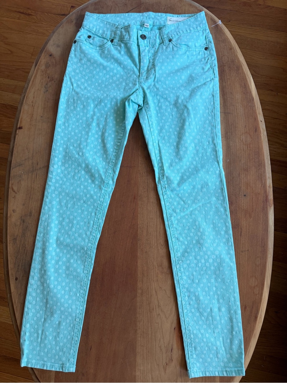 Vince Camuto Mint Green Polka Dot Skinny Jeans